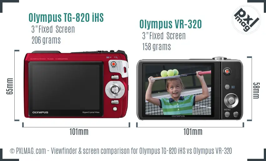 Olympus TG-820 iHS vs Olympus VR-320 Screen and Viewfinder comparison