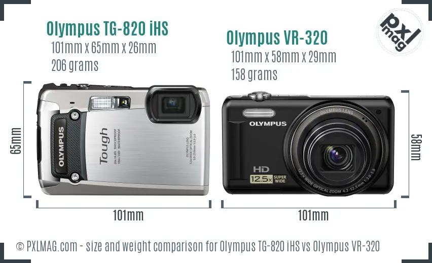 Olympus TG-820 iHS vs Olympus VR-320 size comparison