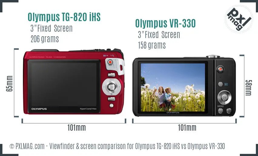 Olympus TG-820 iHS vs Olympus VR-330 Screen and Viewfinder comparison