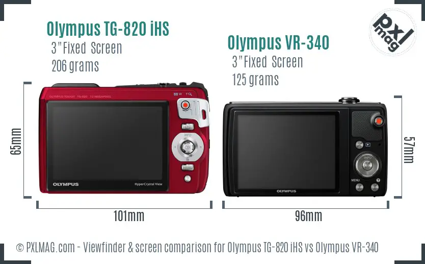 Olympus TG-820 iHS vs Olympus VR-340 Screen and Viewfinder comparison