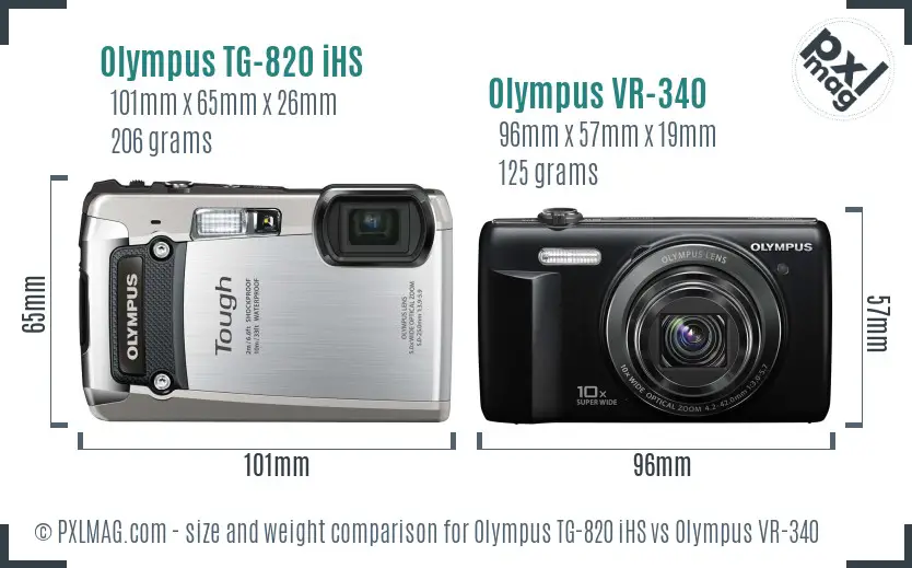 Olympus TG-820 iHS vs Olympus VR-340 size comparison