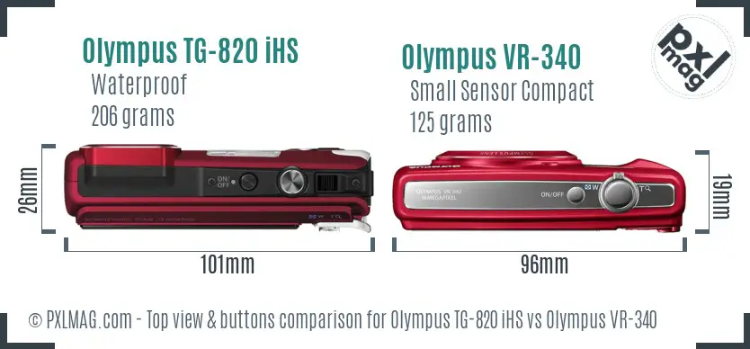 Olympus TG-820 iHS vs Olympus VR-340 top view buttons comparison