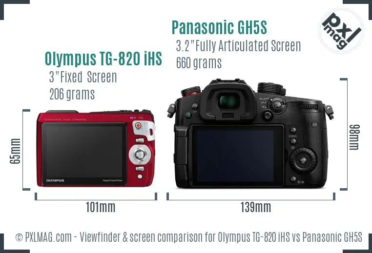 Olympus TG-820 iHS vs Panasonic GH5S Screen and Viewfinder comparison