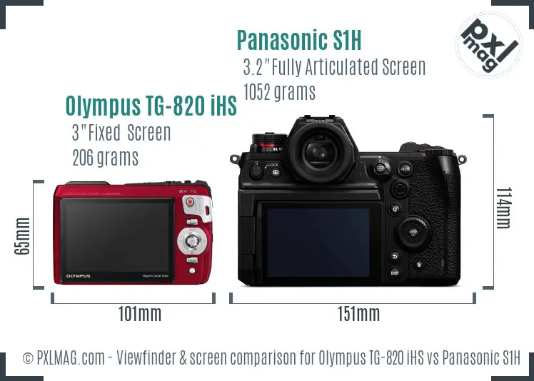 Olympus TG-820 iHS vs Panasonic S1H Screen and Viewfinder comparison