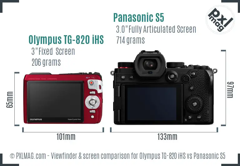 Olympus TG-820 iHS vs Panasonic S5 Screen and Viewfinder comparison
