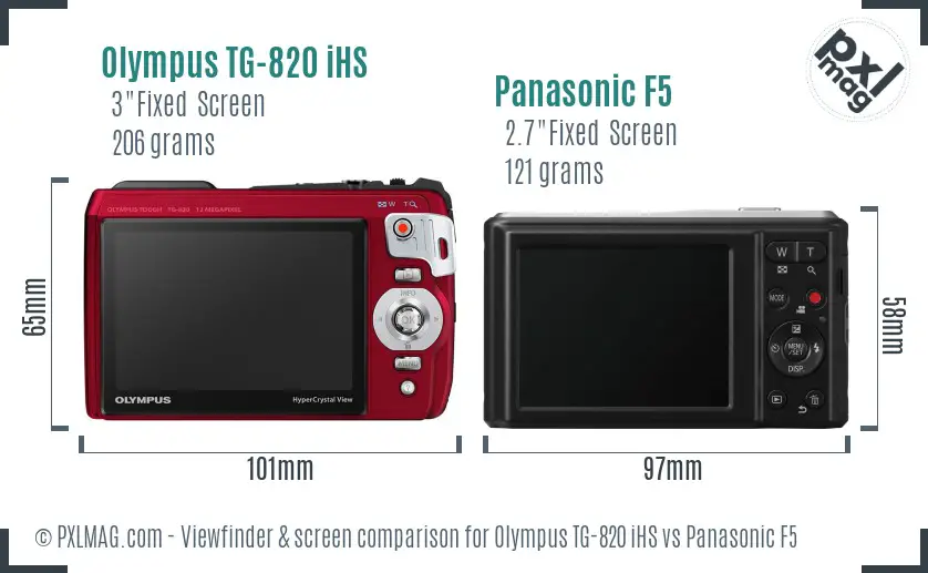 Olympus TG-820 iHS vs Panasonic F5 Screen and Viewfinder comparison