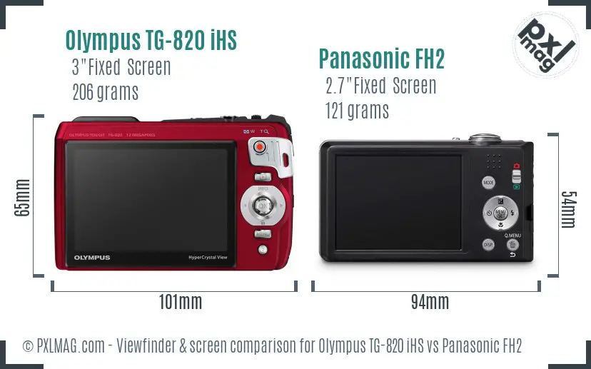 Olympus TG-820 iHS vs Panasonic FH2 Screen and Viewfinder comparison