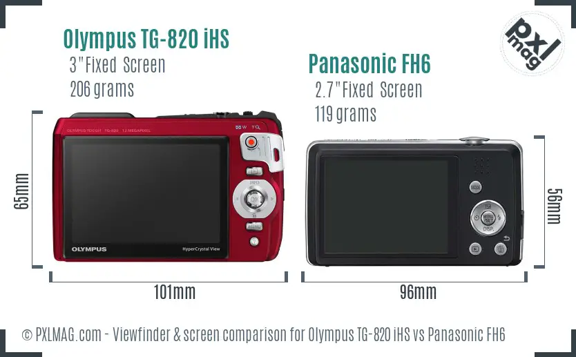 Olympus TG-820 iHS vs Panasonic FH6 Screen and Viewfinder comparison