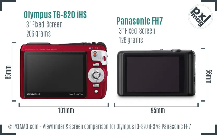 Olympus TG-820 iHS vs Panasonic FH7 Screen and Viewfinder comparison