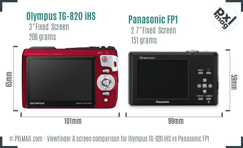 Olympus TG-820 iHS vs Panasonic FP1 Screen and Viewfinder comparison