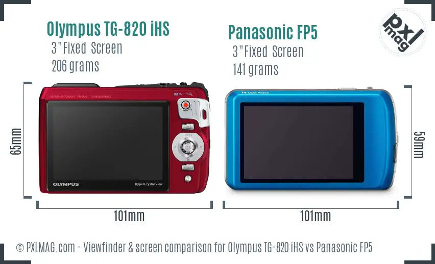 Olympus TG-820 iHS vs Panasonic FP5 Screen and Viewfinder comparison