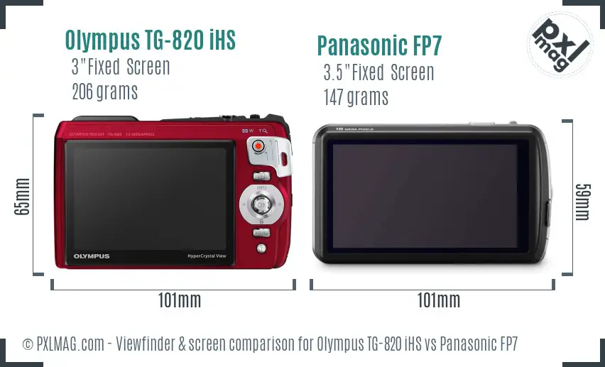 Olympus TG-820 iHS vs Panasonic FP7 Screen and Viewfinder comparison