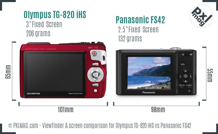 Olympus TG-820 iHS vs Panasonic FS42 Screen and Viewfinder comparison