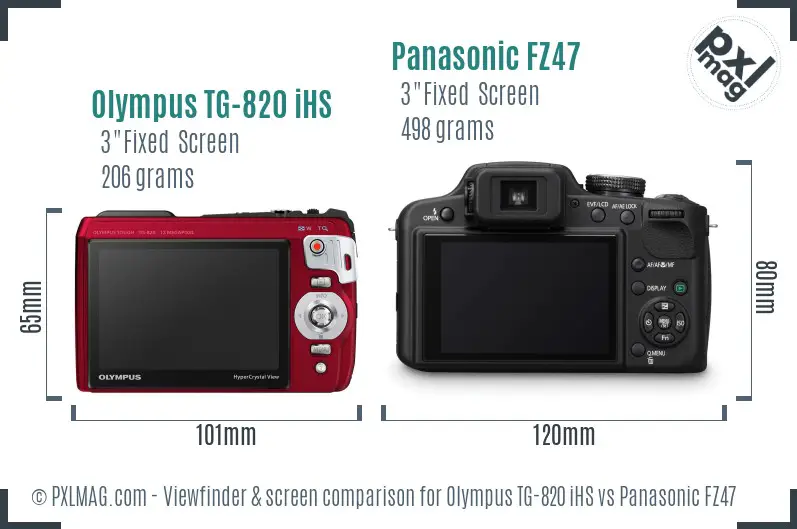 Olympus TG-820 iHS vs Panasonic FZ47 Screen and Viewfinder comparison Olympus TG-820 iHS vs Panasonic FZ47 Screen and Viewfinder comparison