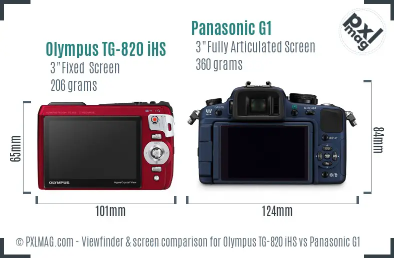 Olympus TG-820 iHS vs Panasonic G1 Screen and Viewfinder comparison Olympus TG-820 iHS vs Panasonic G1 Screen and Viewfinder comparison