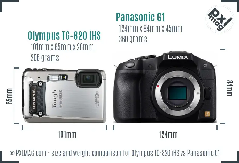 Olympus TG-820 iHS vs Panasonic G1 size comparison Olympus TG-820 iHS vs Panasonic G1 size comparison