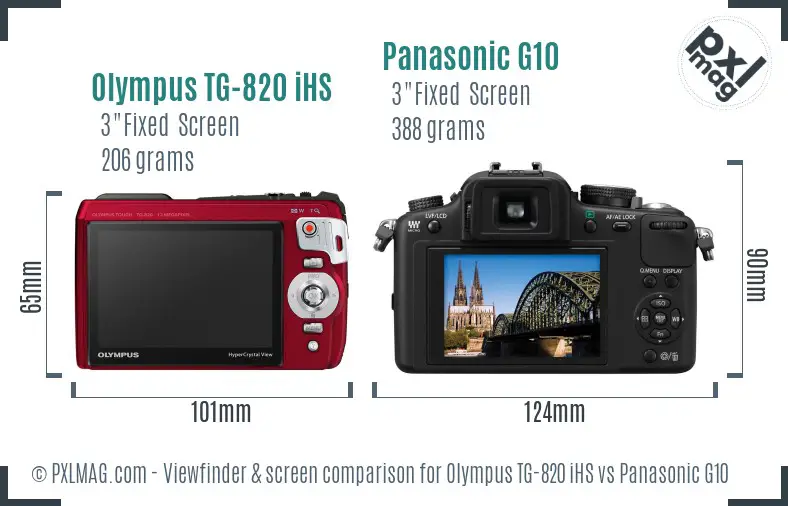 Olympus TG-820 iHS vs Panasonic G10 Screen and Viewfinder comparison