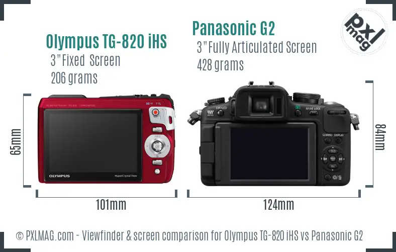 Olympus TG-820 iHS vs Panasonic G2 Screen and Viewfinder comparison