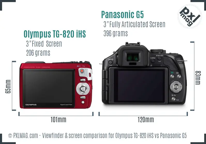 Olympus TG-820 iHS vs Panasonic G5 Screen and Viewfinder comparison Olympus TG-820 iHS vs Panasonic G5 Screen and Viewfinder comparison