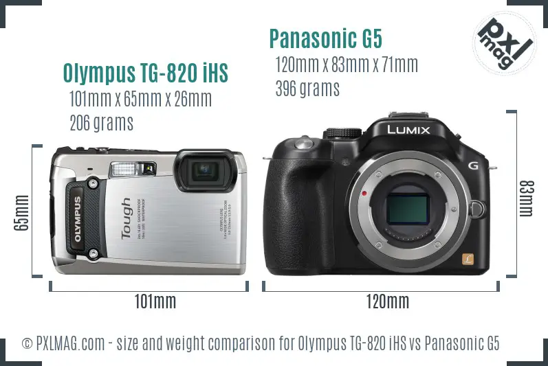 Olympus TG-820 iHS vs Panasonic G5 size comparison Olympus TG-820 iHS vs Panasonic G5 size comparison