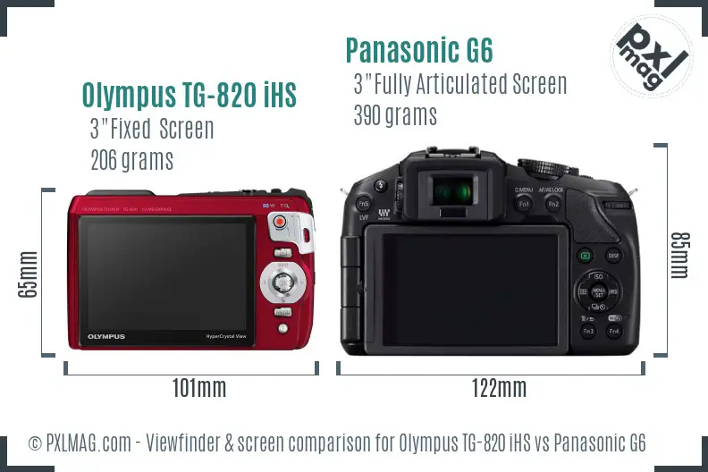 Olympus TG-820 iHS vs Panasonic G6 Screen and Viewfinder comparison Olympus TG-820 iHS vs Panasonic G6 Screen and Viewfinder comparison