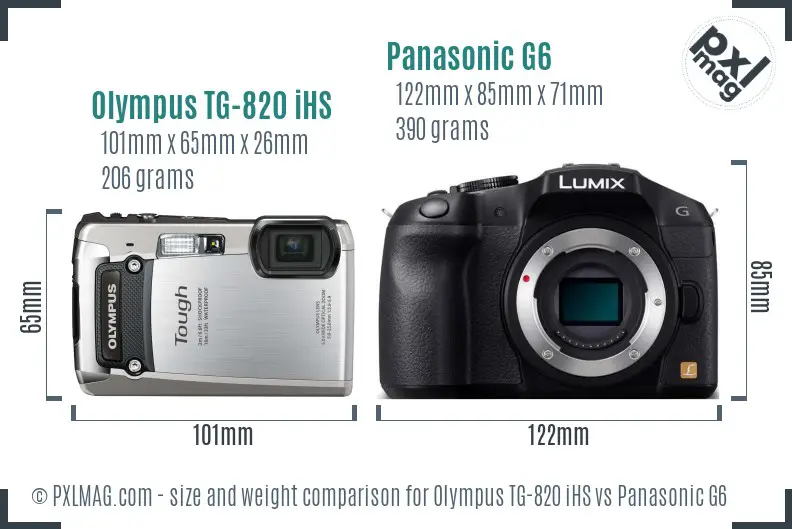 Olympus TG-820 iHS vs Panasonic G6 size comparison Olympus TG-820 iHS vs Panasonic G6 size comparison