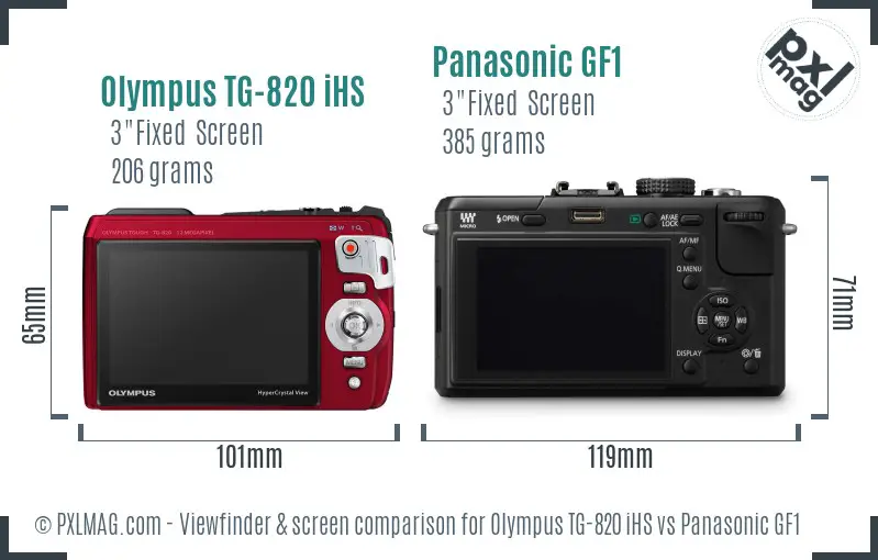 Olympus TG-820 iHS vs Panasonic GF1 Screen and Viewfinder comparison