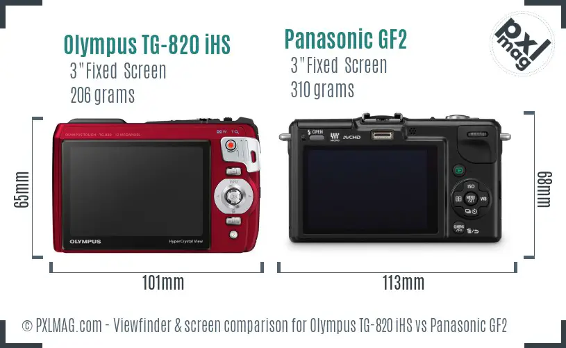 Olympus TG-820 iHS vs Panasonic GF2 Screen and Viewfinder comparison
