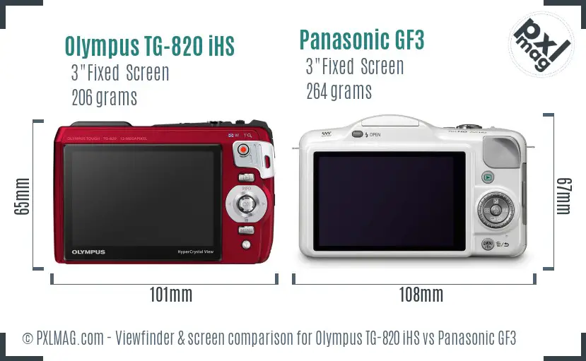 Olympus TG-820 iHS vs Panasonic GF3 Screen and Viewfinder comparison