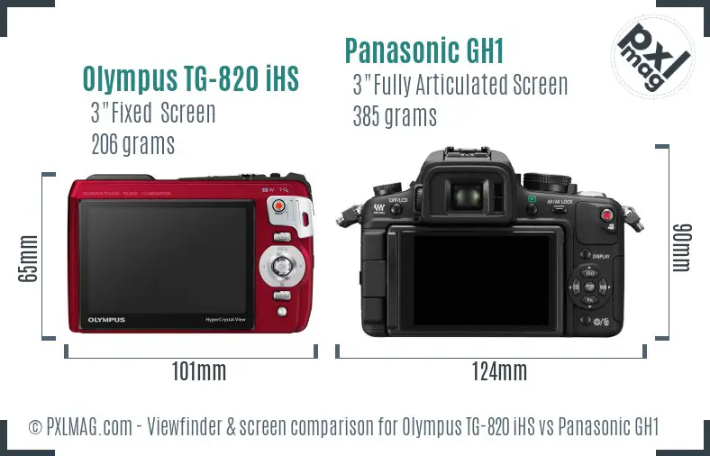 Olympus TG-820 iHS vs Panasonic GH1 Screen and Viewfinder comparison