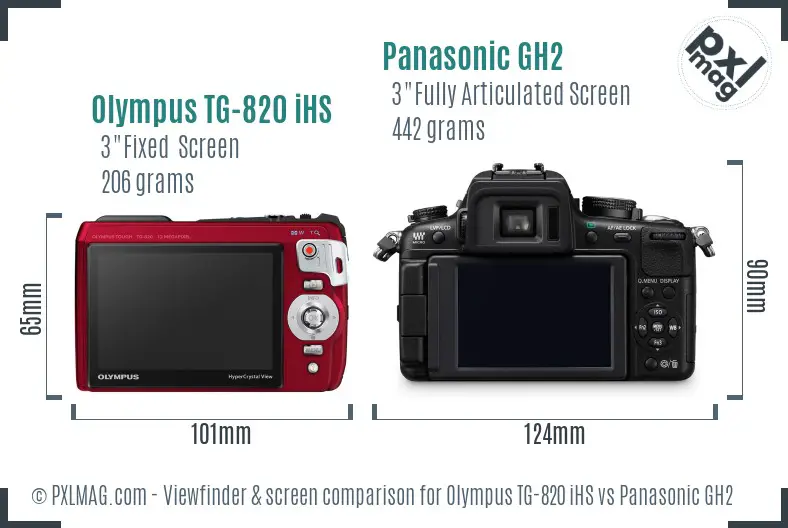 Olympus TG-820 iHS vs Panasonic GH2 Screen and Viewfinder comparison