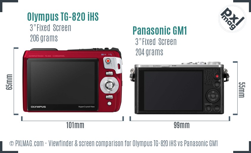 Olympus TG-820 iHS vs Panasonic GM1 Screen and Viewfinder comparison