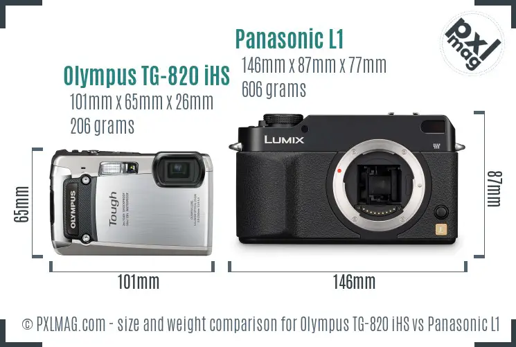 Olympus TG-820 iHS vs Panasonic L1 size comparison Olympus TG-820 iHS vs Panasonic L1 size comparison