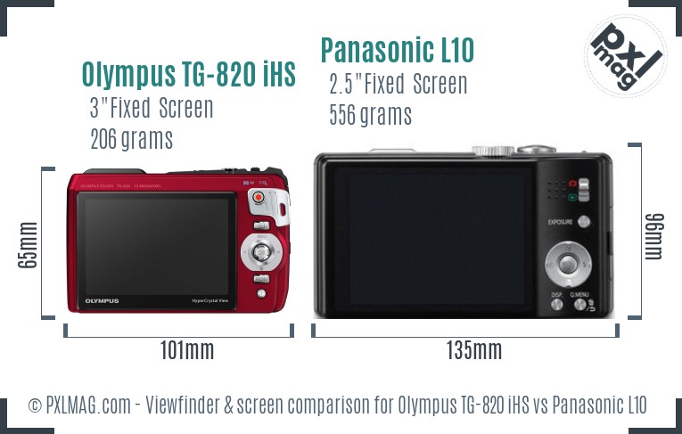 Olympus TG-820 iHS vs Panasonic L10 Screen and Viewfinder comparison