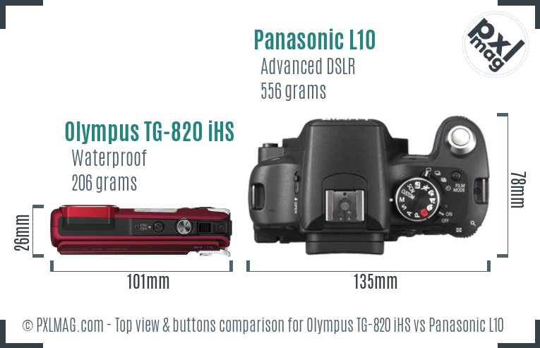 Olympus TG-820 iHS vs Panasonic L10 top view buttons comparison