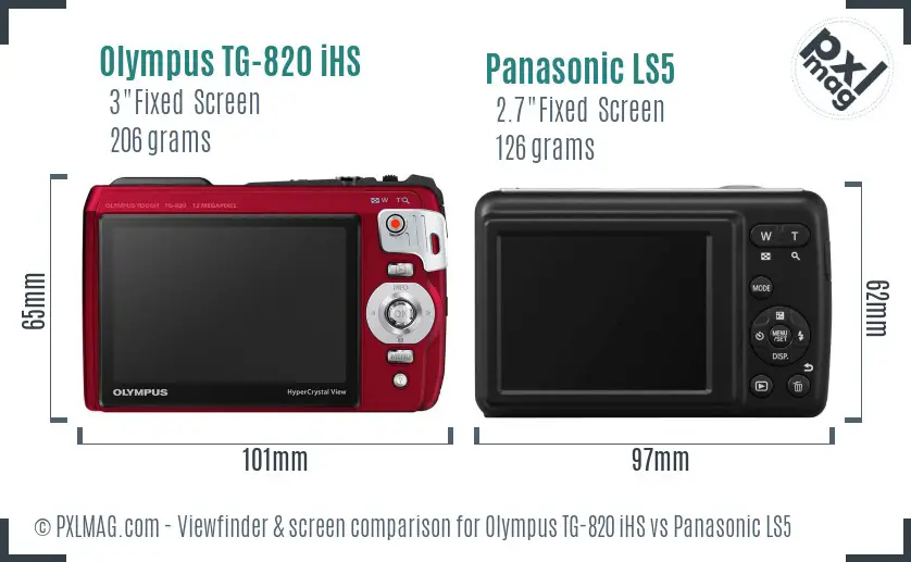 Olympus TG-820 iHS vs Panasonic LS5 Screen and Viewfinder comparison