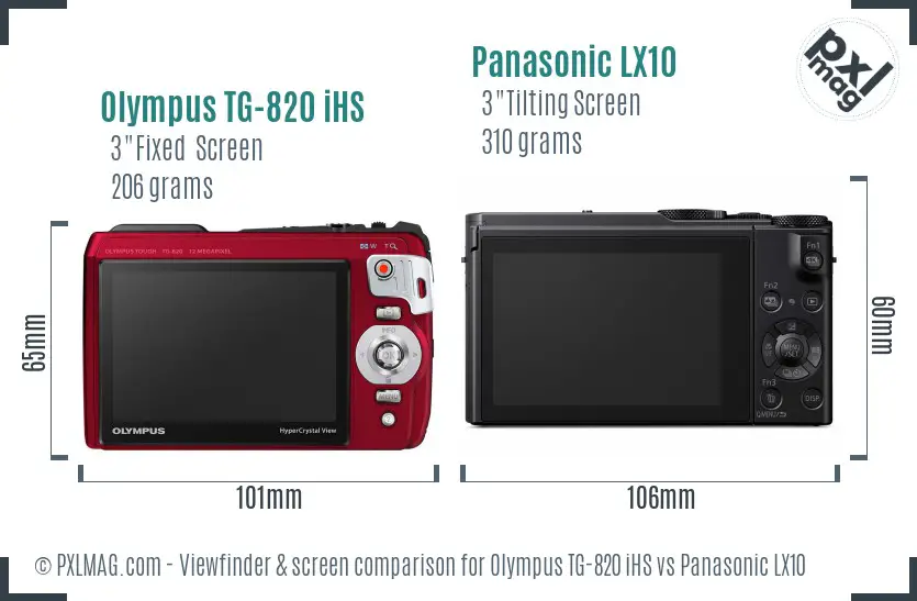 Olympus TG-820 iHS vs Panasonic LX10 Screen and Viewfinder comparison