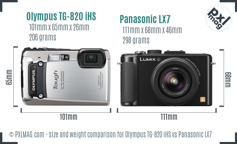 Olympus TG-820 iHS vs Panasonic LX7 size comparison Olympus TG-820 iHS vs Panasonic LX7 size comparison