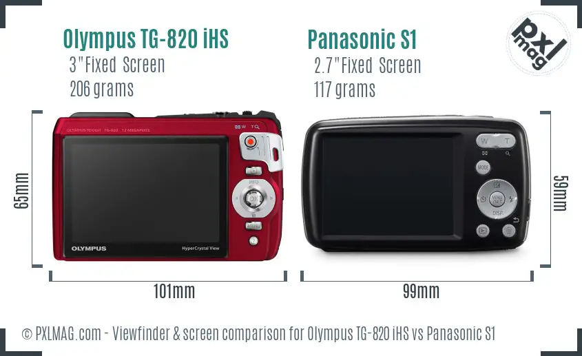Olympus TG-820 iHS vs Panasonic S1 Screen and Viewfinder comparison