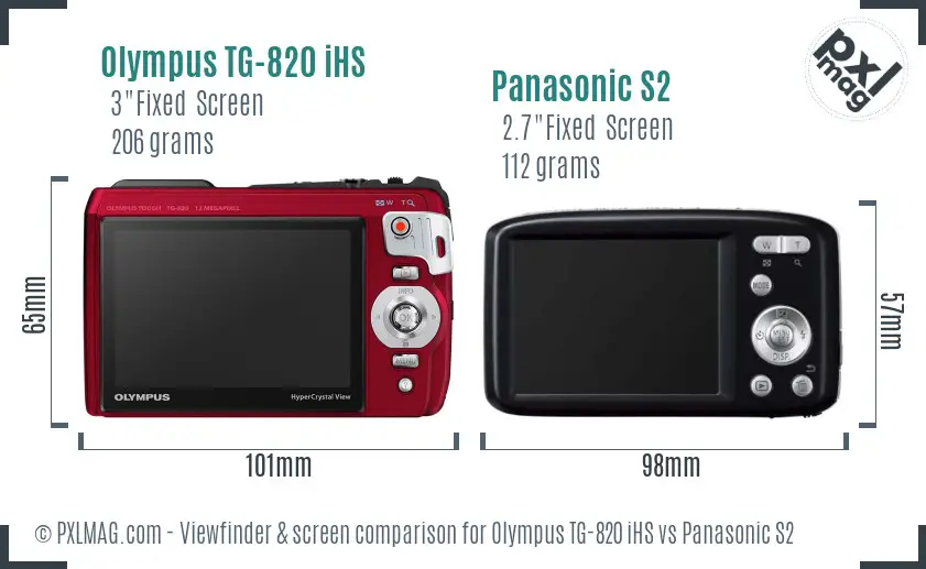 Olympus TG-820 iHS vs Panasonic S2 Screen and Viewfinder comparison