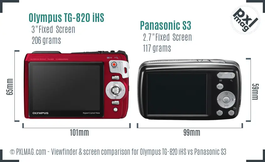 Olympus TG-820 iHS vs Panasonic S3 Screen and Viewfinder comparison