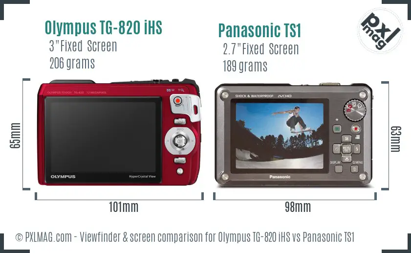 Olympus TG-820 iHS vs Panasonic TS1 Screen and Viewfinder comparison