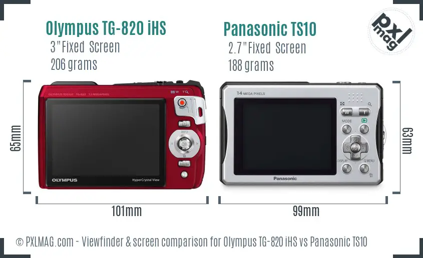 Olympus TG-820 iHS vs Panasonic TS10 Screen and Viewfinder comparison