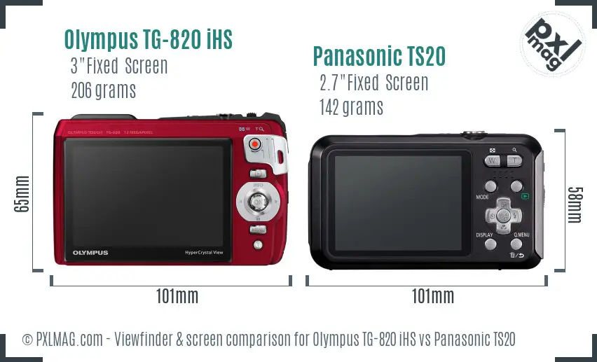 Olympus TG-820 iHS vs Panasonic TS20 Screen and Viewfinder comparison Olympus TG-820 iHS vs Panasonic TS20 Screen and Viewfinder comparison