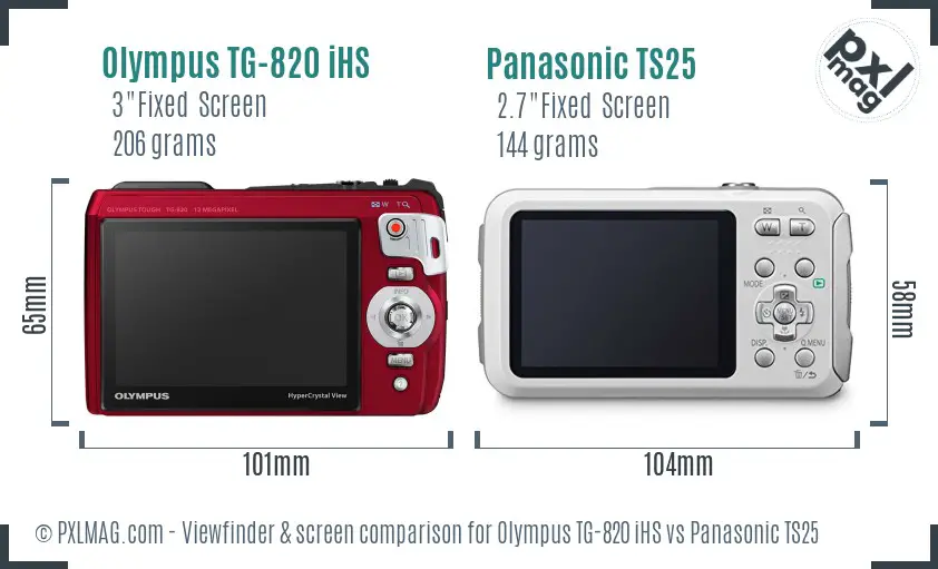 Olympus TG-820 iHS vs Panasonic TS25 Screen and Viewfinder comparison Olympus TG-820 iHS vs Panasonic TS25 Screen and Viewfinder comparison