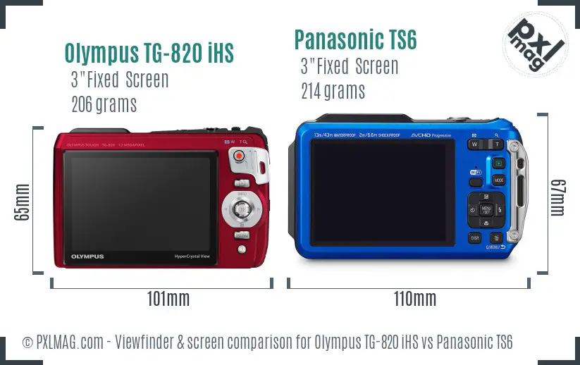 Olympus TG-820 iHS vs Panasonic TS6 Screen and Viewfinder comparison