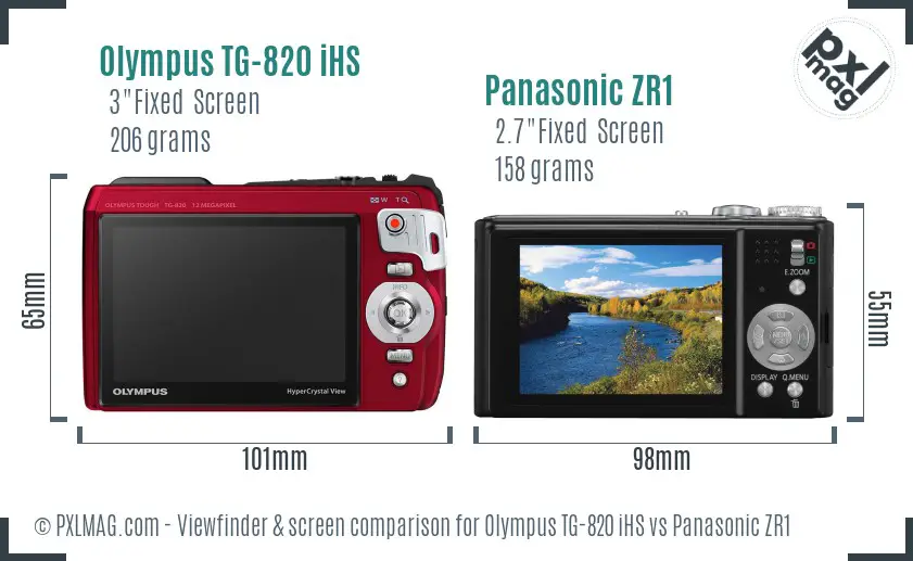 Olympus TG-820 iHS vs Panasonic ZR1 Screen and Viewfinder comparison
