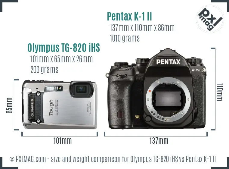 Olympus TG-820 iHS vs Pentax K-1 II size comparison