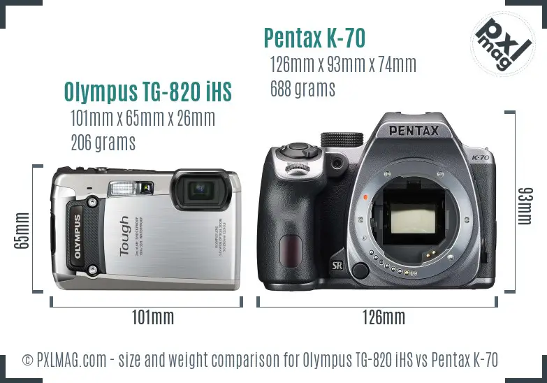 Olympus TG-820 iHS vs Pentax K-70 size comparison Olympus TG-820 iHS vs Pentax K-70 size comparison