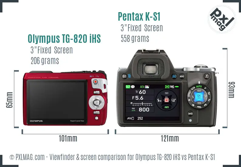 Olympus TG-820 iHS vs Pentax K-S1 Screen and Viewfinder comparison